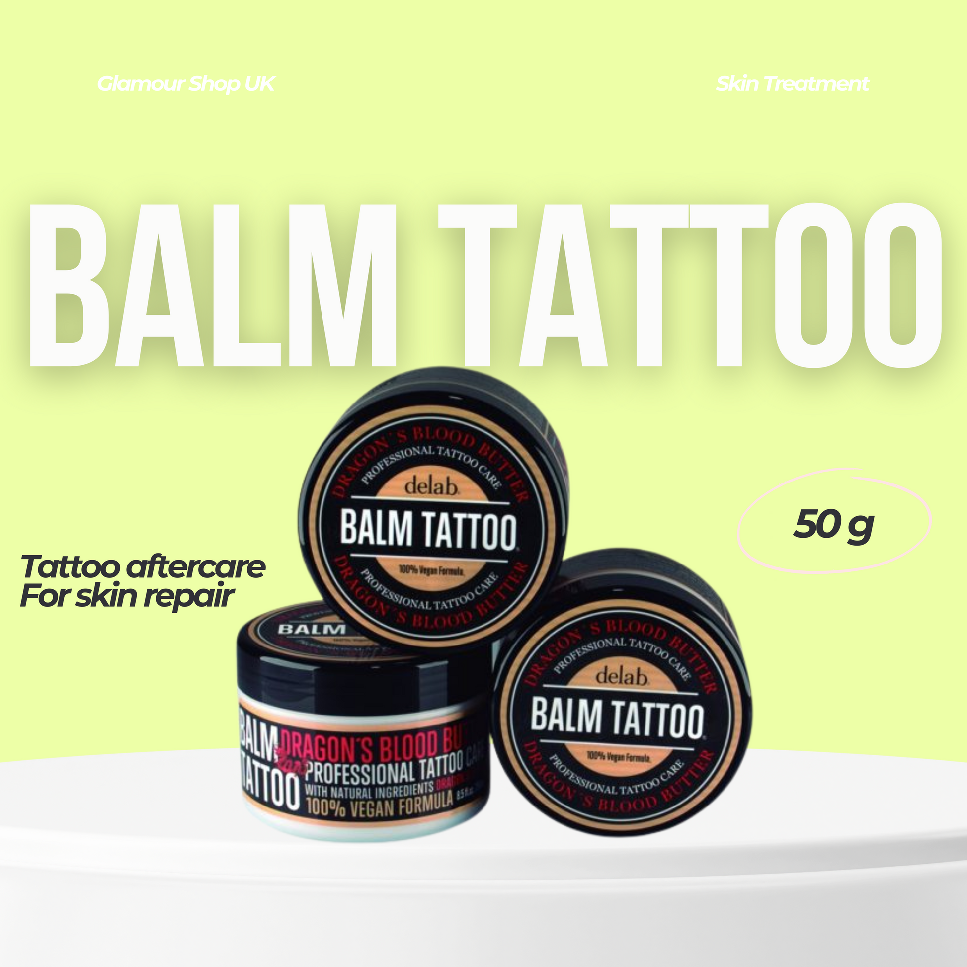 Balm Tattoo Dragon's Blood Butter 50ml. Professional tattoo aftercare balm. vitamin E & dragon's blood extract. approved by tattoo artists
dermatologically tested on damaged skin