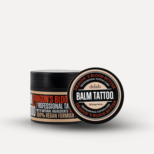 Balm Tattoo Dragon's Blood Butter 50ml. Professional tattoo aftercare balm. vitamin E & dragon's blood extract. approved by tattoo artists
dermatologically tested on damaged skin. papaya coconut scented balm