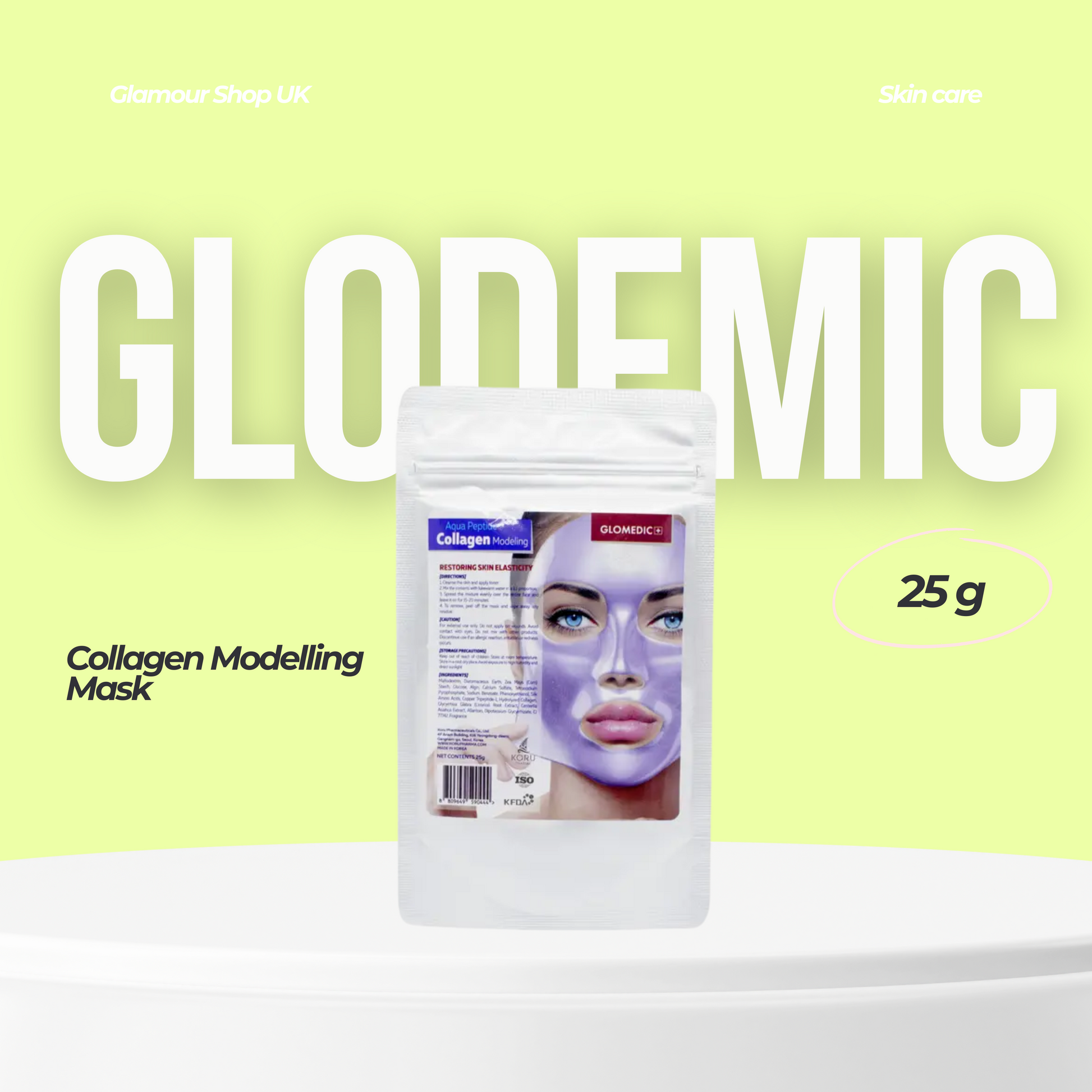 Collagen-infused face mask designed to boost skin elasticity, hydration, and reduce fine lines for a youthful appearance.