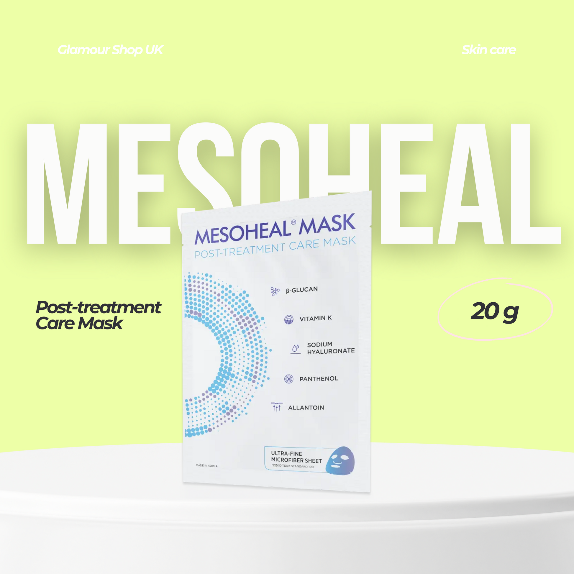 Calming and hydrating mask formulated to repair and soothe dry or irritated skin after aesthetic treatments.