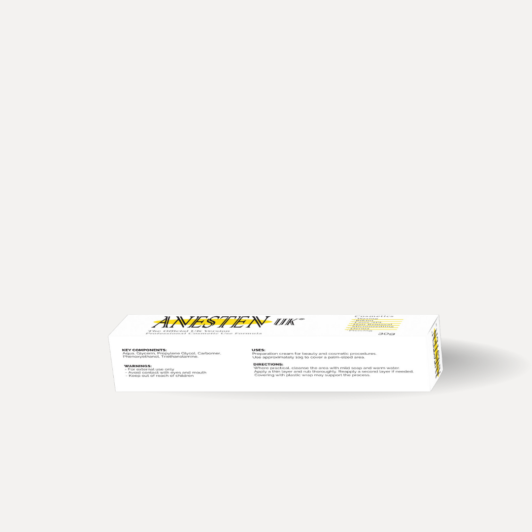 Anesten UK 30g cosmetic preparation cream for professional beauty treatments
Anesten UK 30g skin prep cream for cosmetic procedures
Professional pre-treatment cream Anesten UK 30g for salons and clinics
Anesten UK 30g beauty treatment preparation cream
down