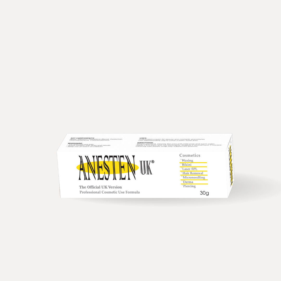 Anesten UK 30g cosmetic preparation cream for professional beauty treatments
Anesten UK 30g skin prep cream for cosmetic procedures
Professional pre-treatment cream Anesten UK 30g for salons and clinics
Anesten UK 30g beauty treatment preparation cream
front