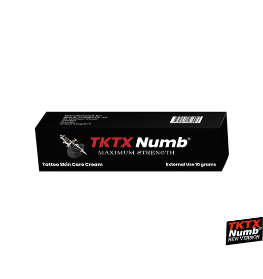 TKTX Numb Cream 10g tube for tattoo, piercing, and microblading numbing, Vitamin E for cosmetic and beauty treatments front